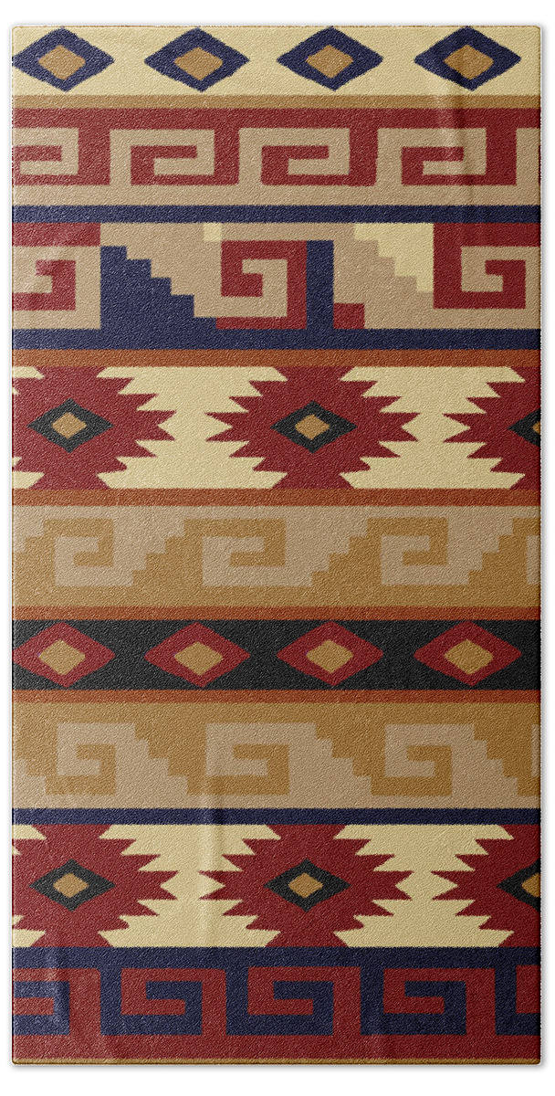 Native American Inspired Beach Towel featuring the digital art Southwest Tribal Ethnic Wall Hanging by Vagabond Folk Art - Virginia Vivier
