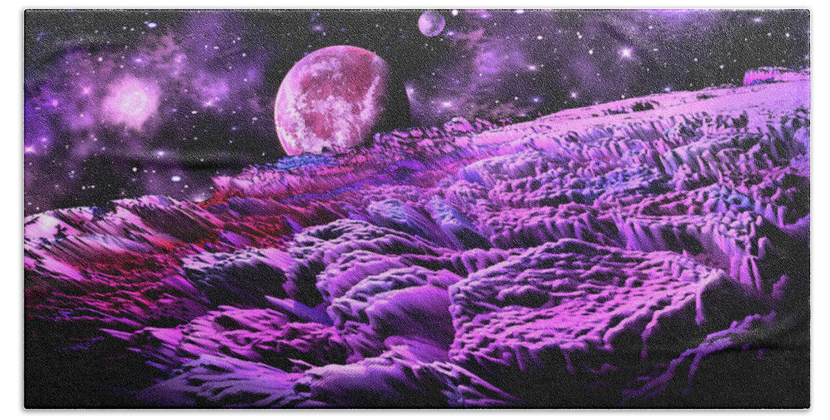 Art Beach Towel featuring the digital art Space Adventures Planet X by Artful Oasis