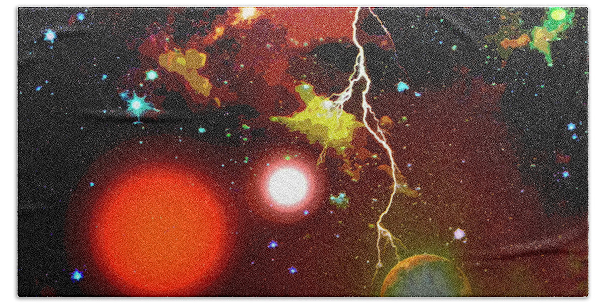 Space Beach Towel featuring the digital art Space Lightning by Don White Artdreamer