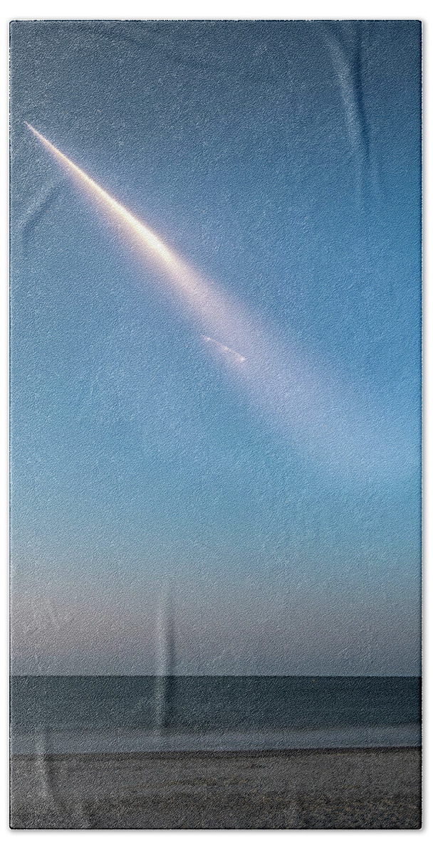 Spacex Beach Towel featuring the photograph SpaceX on the way to the ISS by Nick Noble