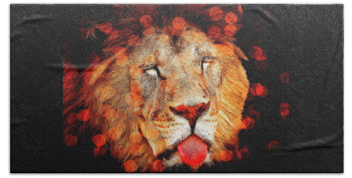 Beautiful Beach Towel featuring the photograph Sparkly Majestic Lion by Michelle Liebenberg