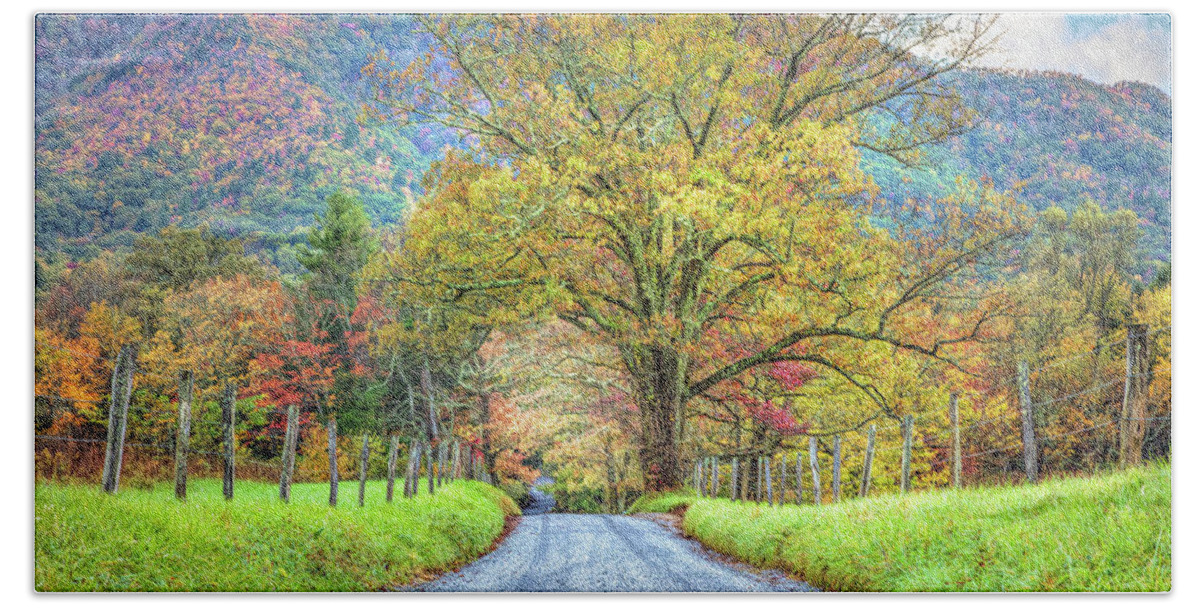 Barns Beach Towel featuring the photograph Sparks Lane at Cades Cove Townsend Tennessee by Debra and Dave Vanderlaan