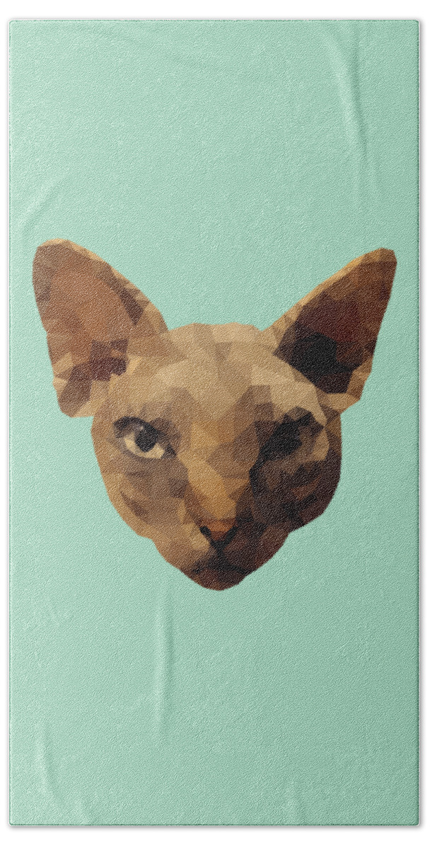 Sphynx Beach Towel featuring the digital art Sphynx Cat by Jindra Noewi