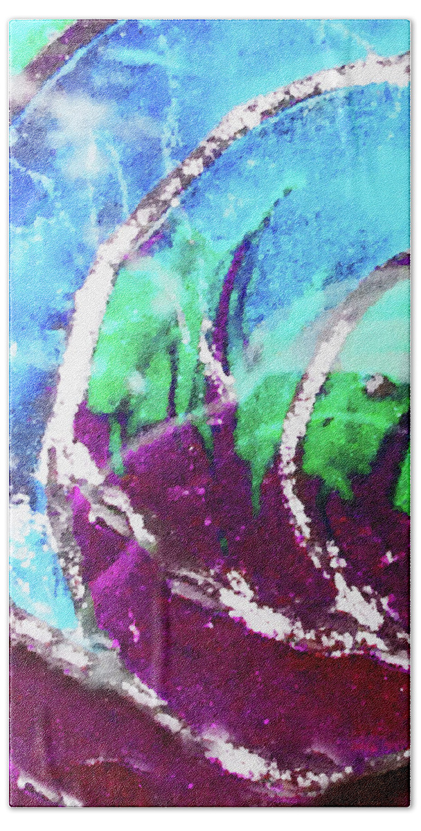 Abstract Beach Towel featuring the mixed media Spiral Abstract by Sharon Williams Eng