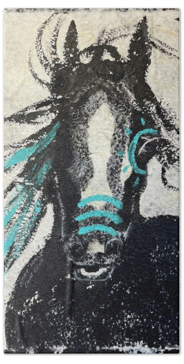 Horse Beach Towel featuring the painting Spirit Horse by Elaine Elliott