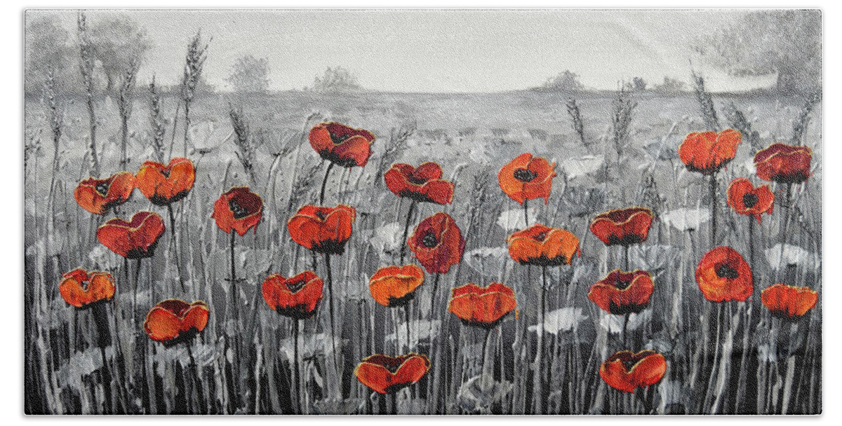 Red Poppies Beach Towel featuring the painting Splash of Colour by Amanda Dagg