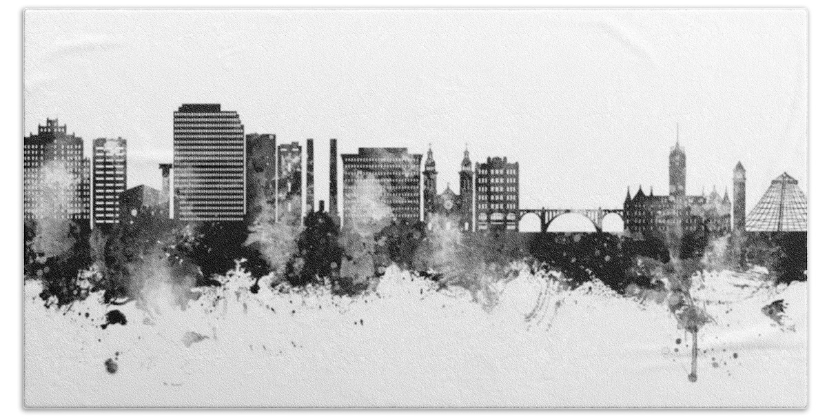 Spokane Beach Towel featuring the digital art Spokane Washington Skyline #94 by Michael Tompsett