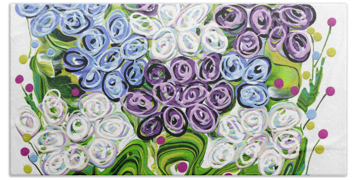 Abstract Painting Beach Towel featuring the painting Spring Fantasy by Jane Crabtree