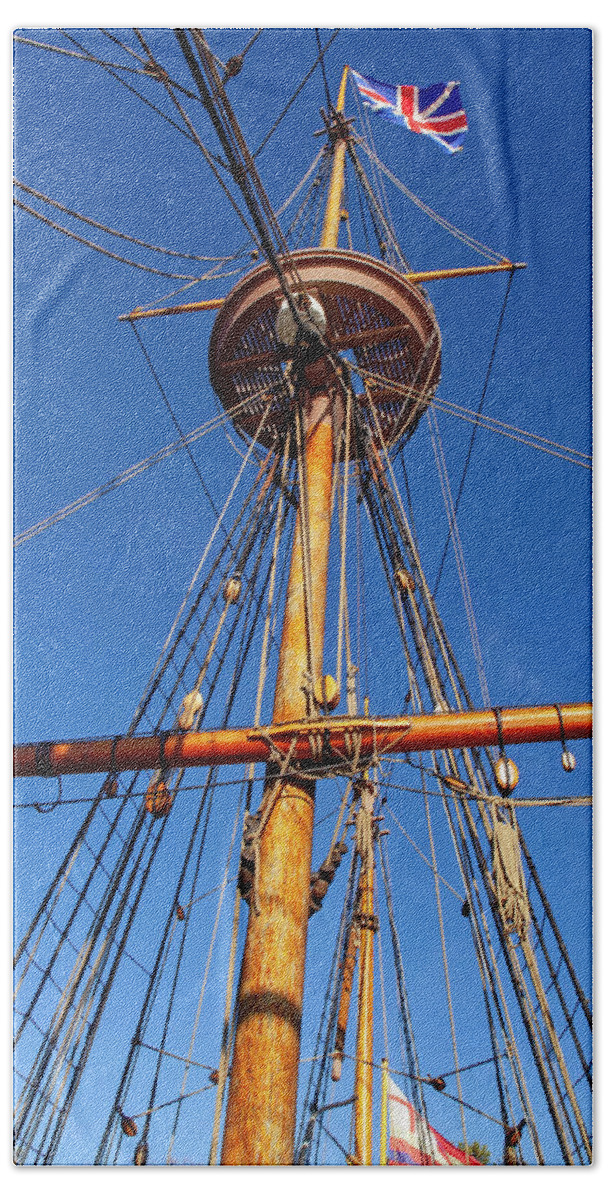  Beach Sheet featuring the photograph Square Rigged Mast by Sally Weigand