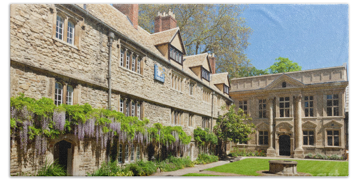 Oxford University Beach Towel featuring the photograph St Edmund Hall college quad, Oxford University, Oxfordshire, England by Neale And Judith Clark