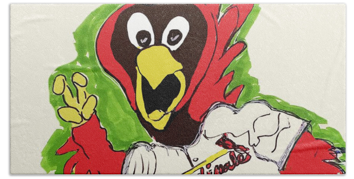 St Louis Cardinals Fredbird Mascot Beach Towel