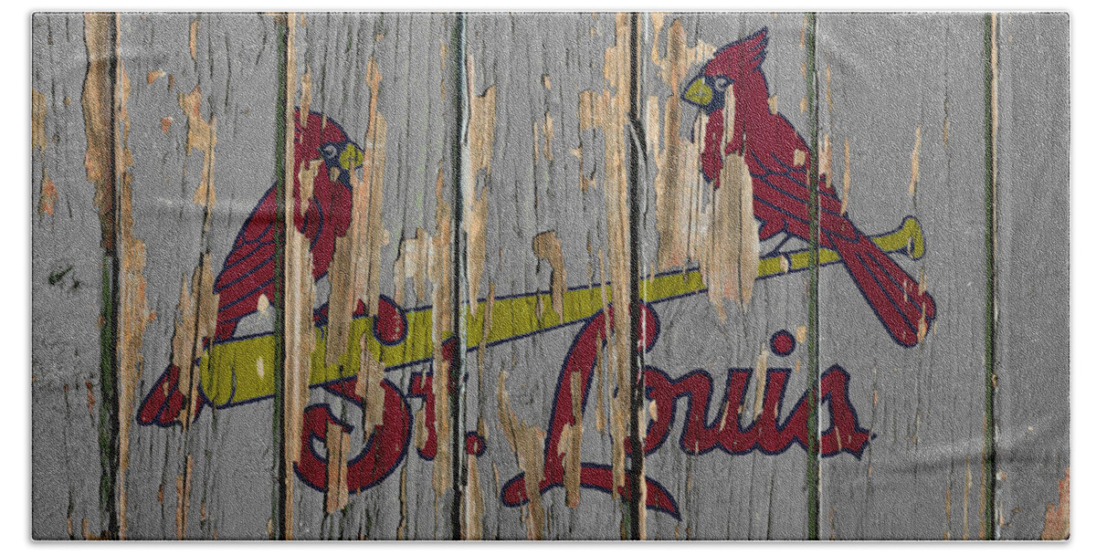 St. Louis Cardinals Vintage Logo on Old Wall Beach Towel