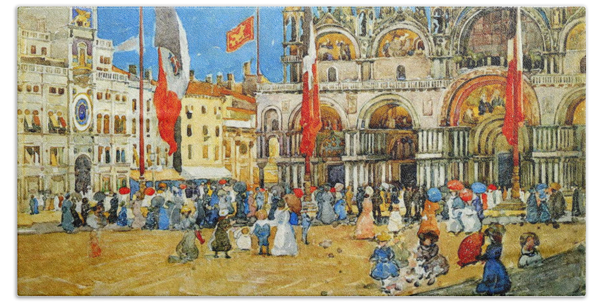 St. Mark's Venice Beach Towel featuring the painting St. Mark's Venice by Maurice Prendergast