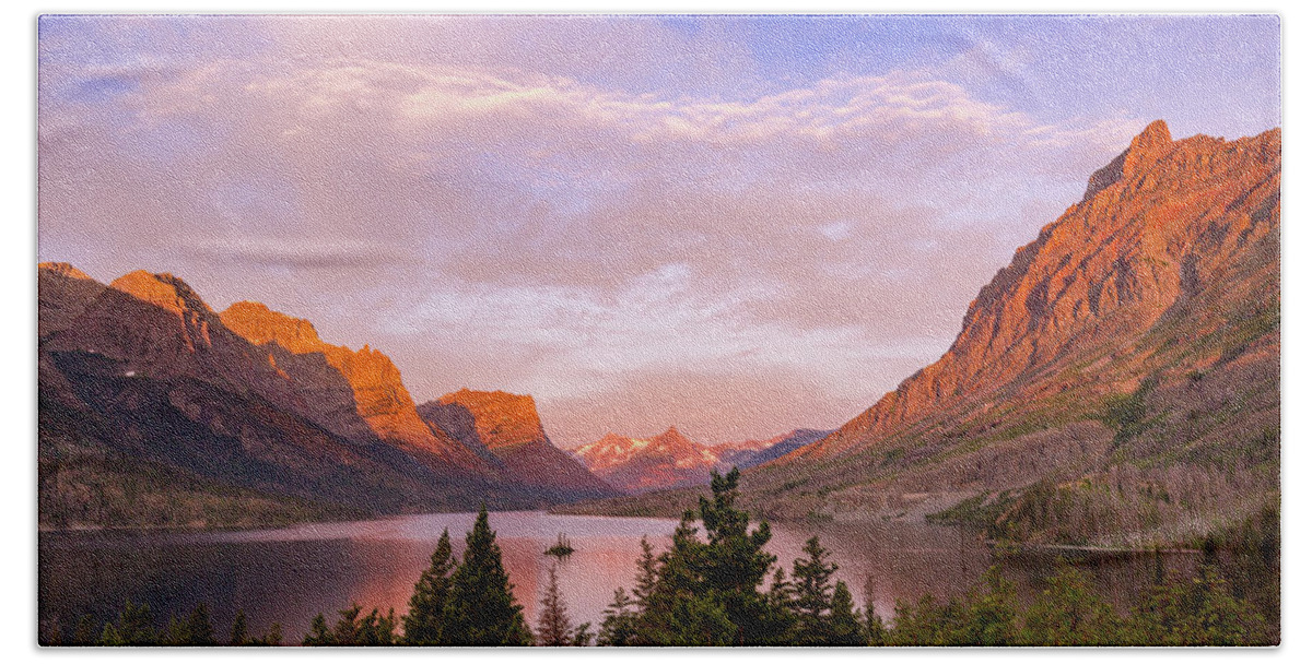 Glacier National Park Beach Sheet featuring the photograph St. Mary Lake Dawn by Jack Bell