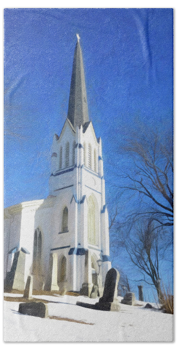 Church Beach Towel featuring the photograph St Mary of the Snow Church in the Hudson Valley by Nancy De Flon
