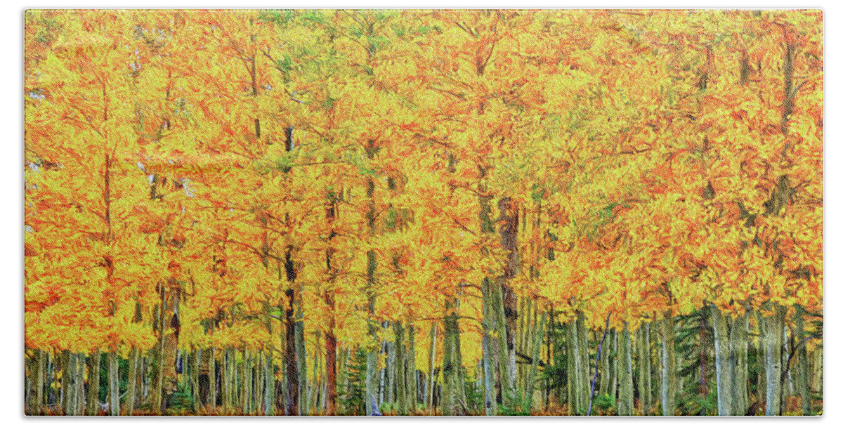 Foliage Beach Towel featuring the photograph Stand of Aspens-Digital Art by Steve Templeton