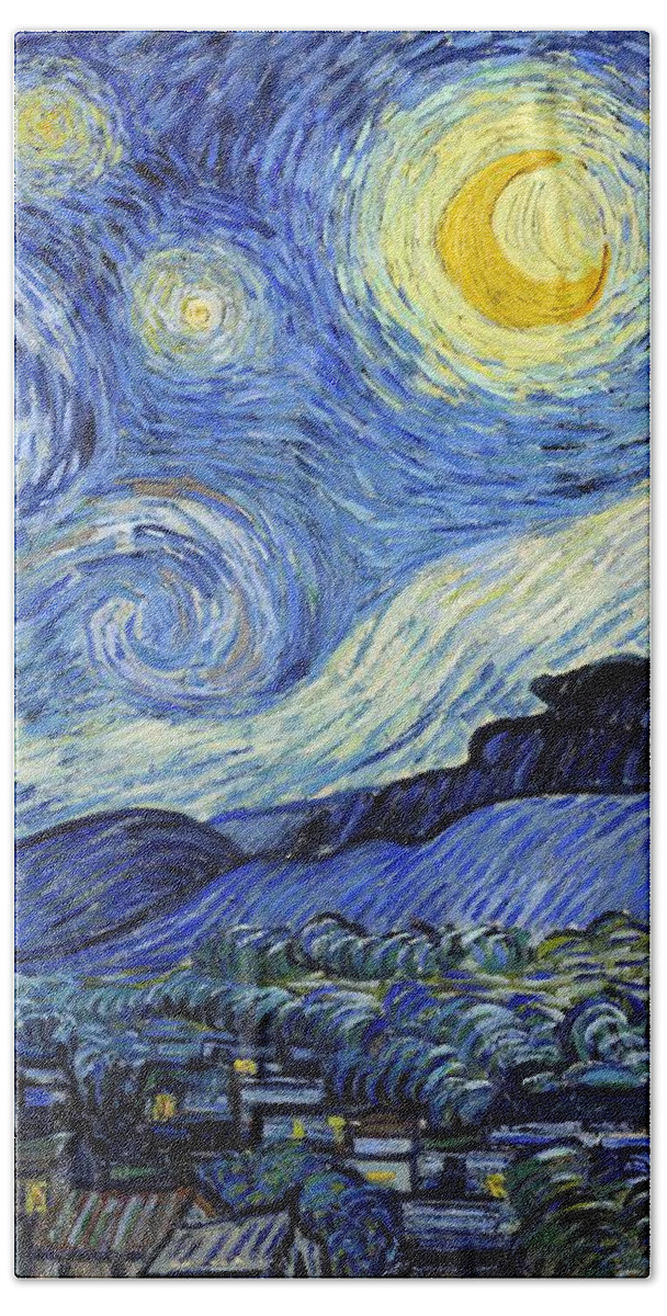 Van Gogh Starry Night Beach Towel featuring the painting Starry Night by Vincent Van Gogh