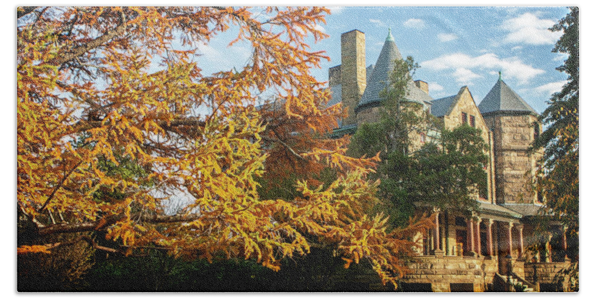 Color Beach Towel featuring the photograph Stately Mansion in Autumn by Alan Hausenflock