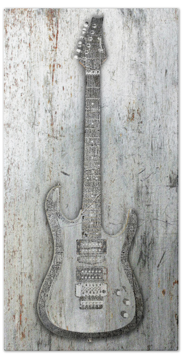 Guitar Beach Towel featuring the painting Steel Guitar Electric Metal Metallic by Tony Rubino