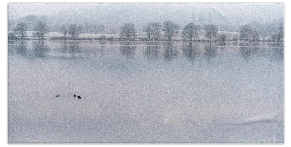 Lake District Beach Towel featuring the photograph Still Water Lake, Cumbria by Perry Rodriguez