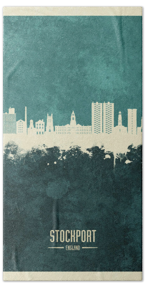 Stockport Beach Towel featuring the digital art Stockport England Skyline #19 by Michael Tompsett