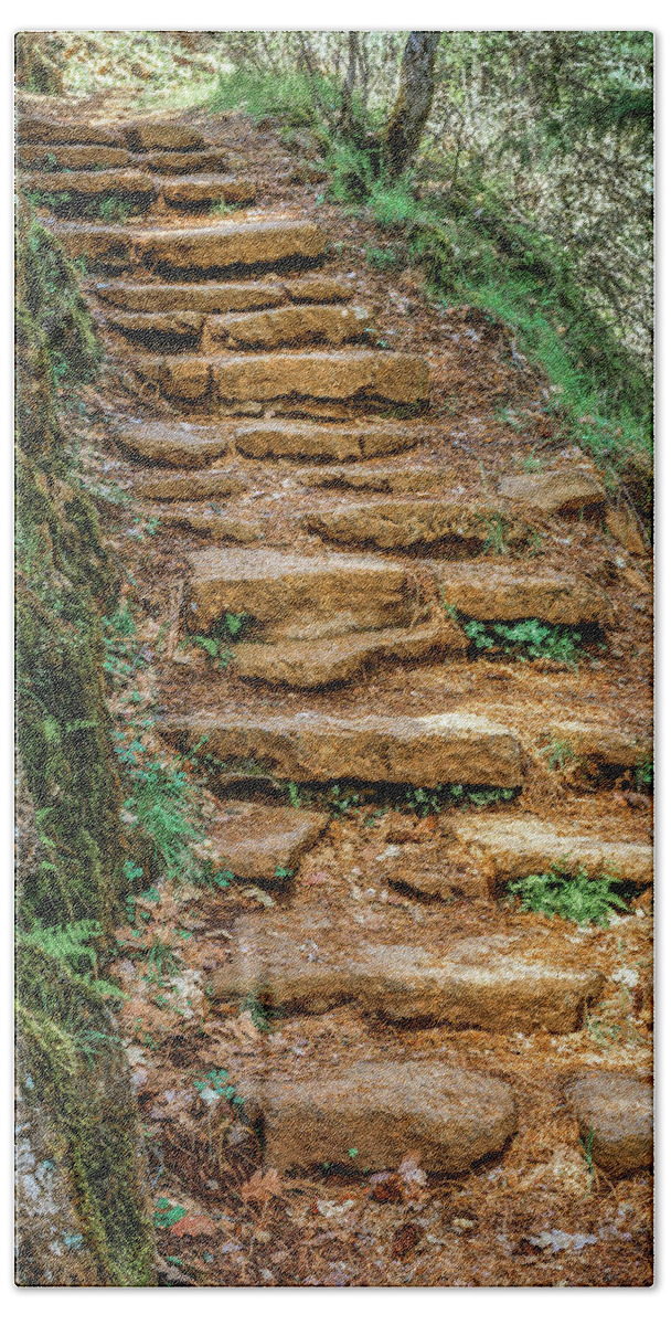 Stairs Beach Towel featuring the photograph Stone Stairs by Randy Bradley
