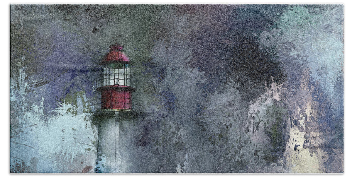 Lighthouse Beach Towel featuring the photograph Storm At Point Atkinson Lighthouse by Theresa Tahara