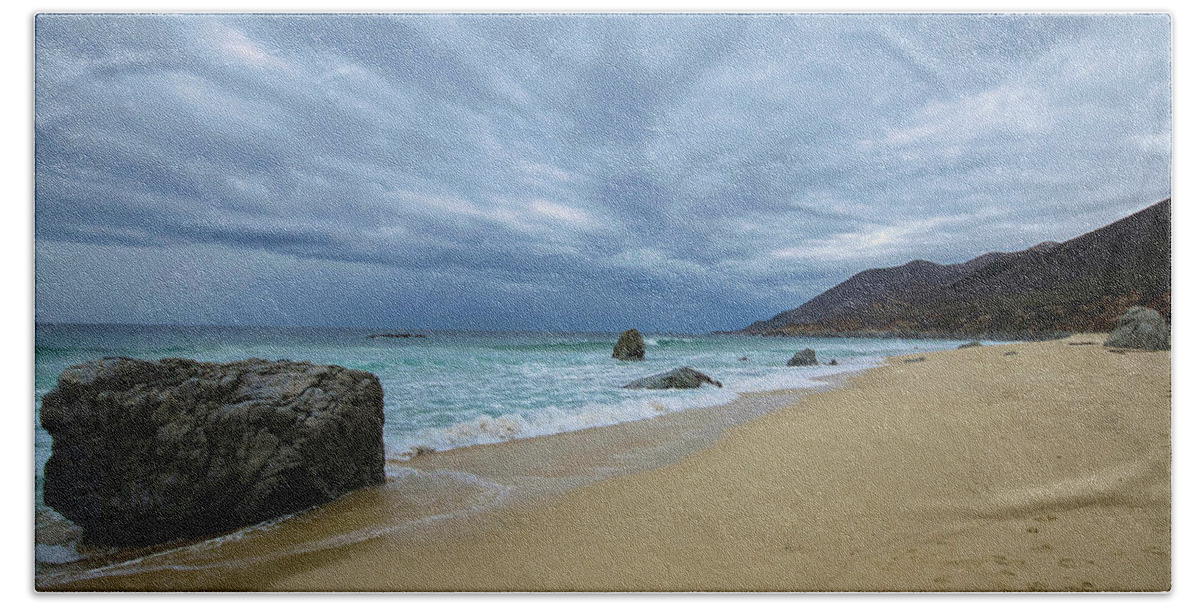 Big Sur Beach Towel featuring the photograph Stormy Afternoon Skies in Big Sur by Matthew DeGrushe