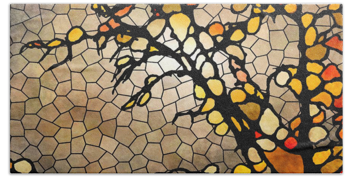 Tree Beach Towel featuring the mixed media Strange Tree Mosaic Design 233 by Lucie Dumas
