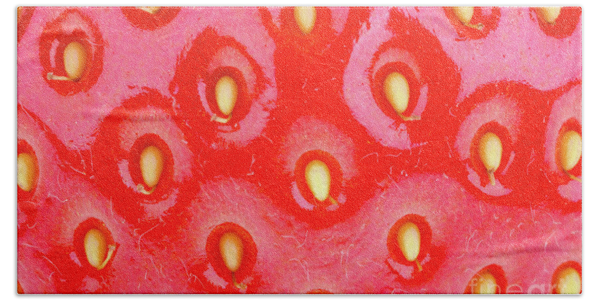 Abstract Beach Towel featuring the photograph Strawberry background texture by Jane Rix