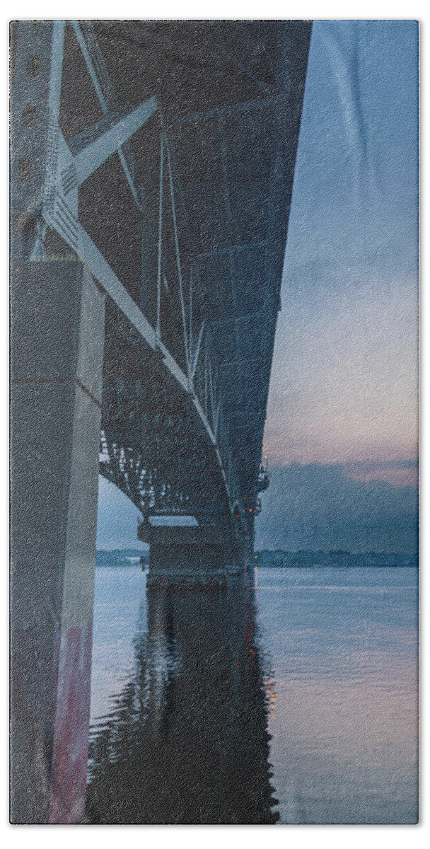 George P. Coleman Memorial Bridge Beach Towel featuring the photograph Structure by Lara Morrison