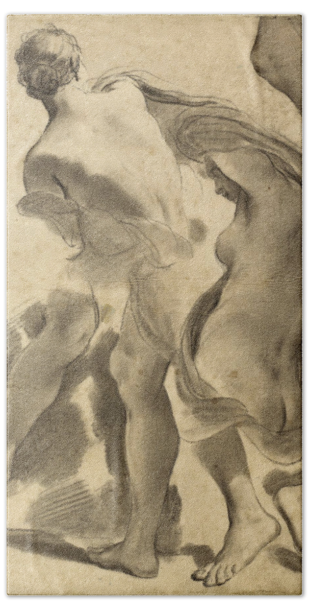 Gaetano Gandolfi Beach Towel featuring the drawing Studies of Female Nudes by Gaetano Gandolfi