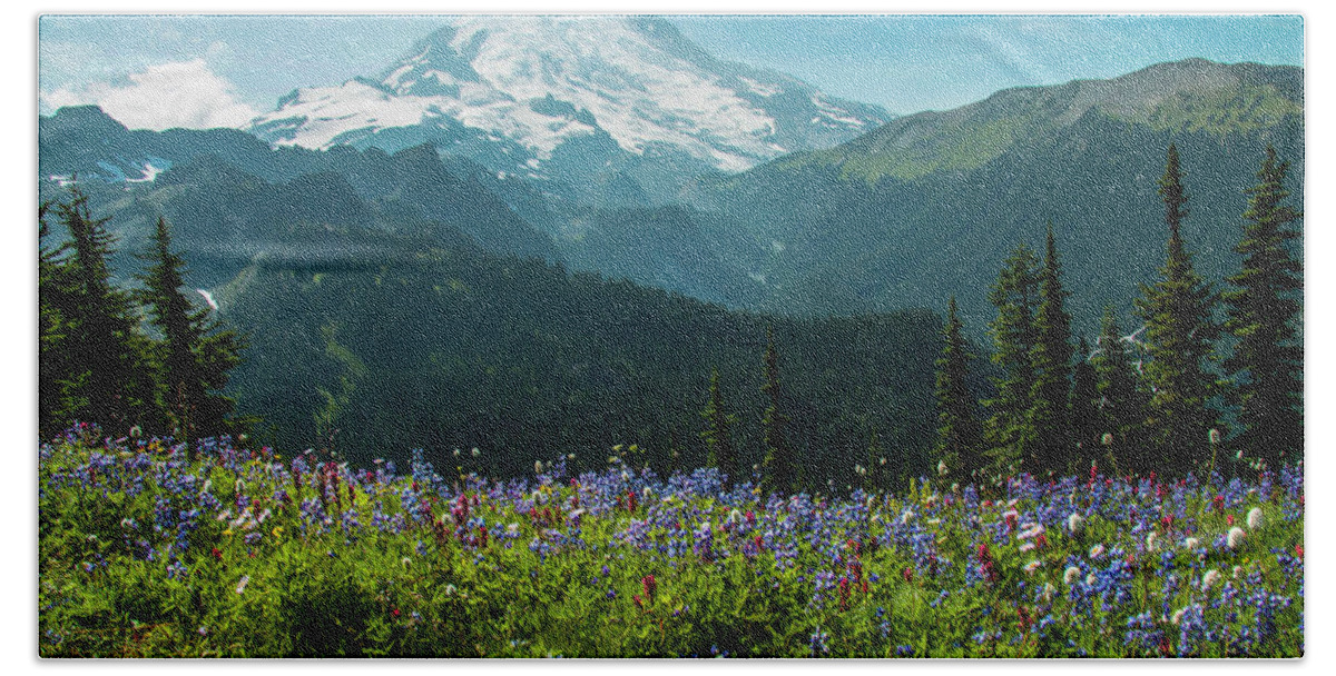 Mount Rainier National Park Beach Towel featuring the photograph Stunning View - Landscape by Doug Scrima