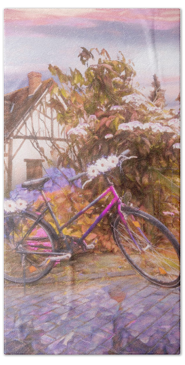 Barns Beach Towel featuring the photograph Summer Cycling in Flowers Painting by Debra and Dave Vanderlaan