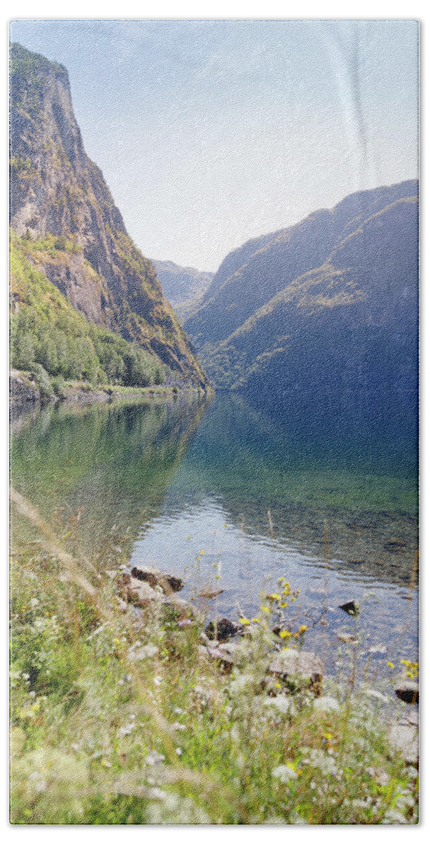 Summer Beach Towel featuring the photograph Summer Flowers by Mountain Lake by Nicklas Gustafsson