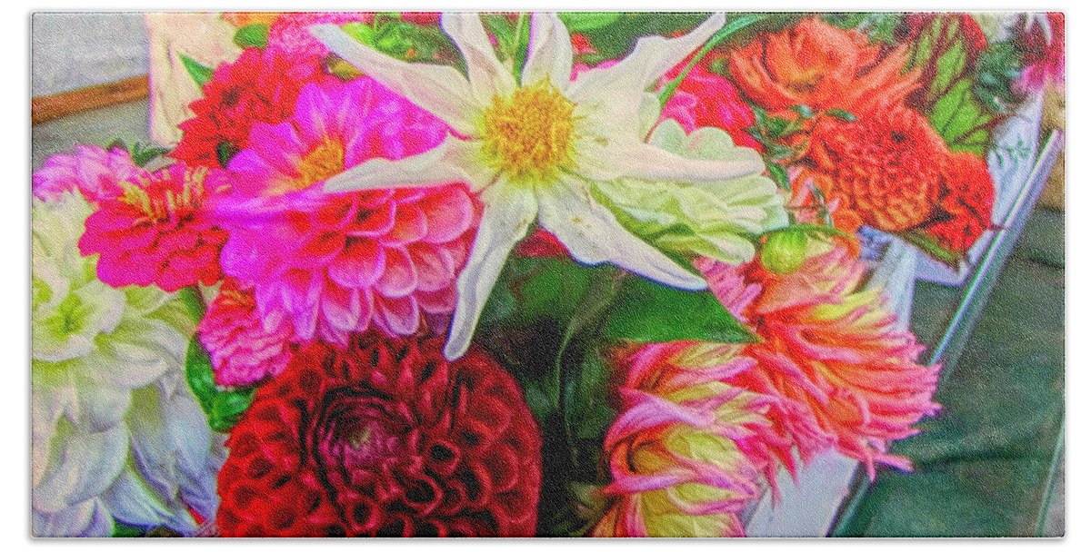 Flowers Beach Towel featuring the digital art Summer Garden Bouquet by Susan Hope Finley