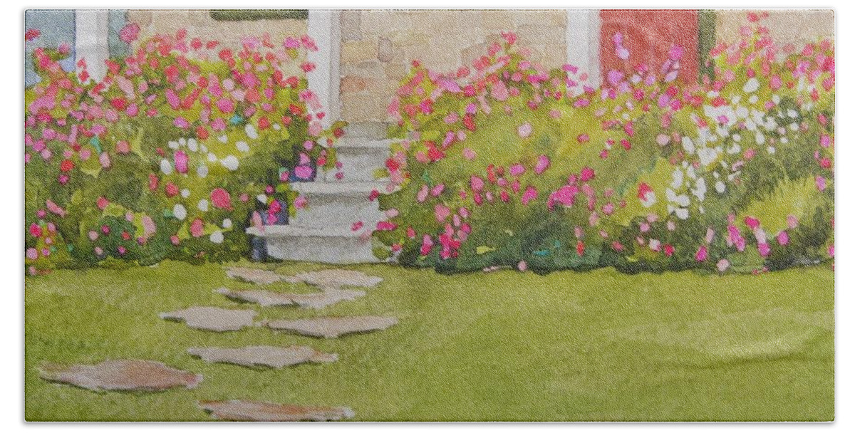 Garden Beach Towel featuring the painting Summer Glory by Mary Ellen Mueller Legault