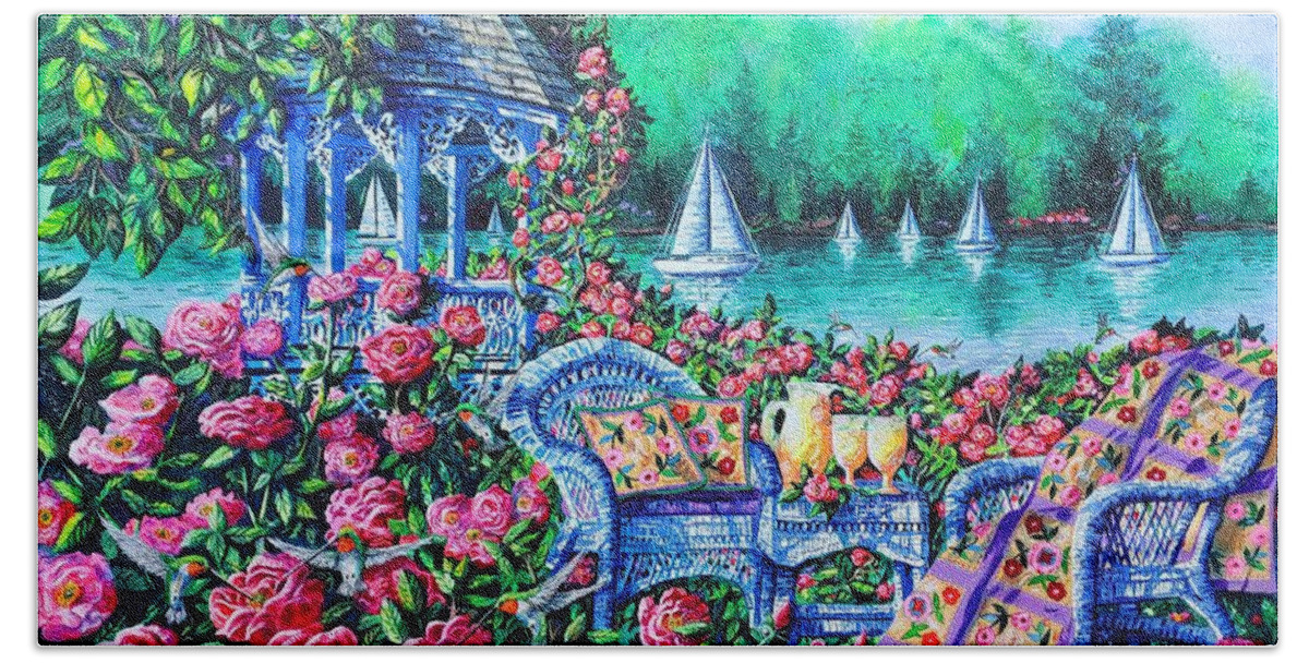 Roses Beach Towel featuring the painting Summer Lemonade by Diane Phalen
