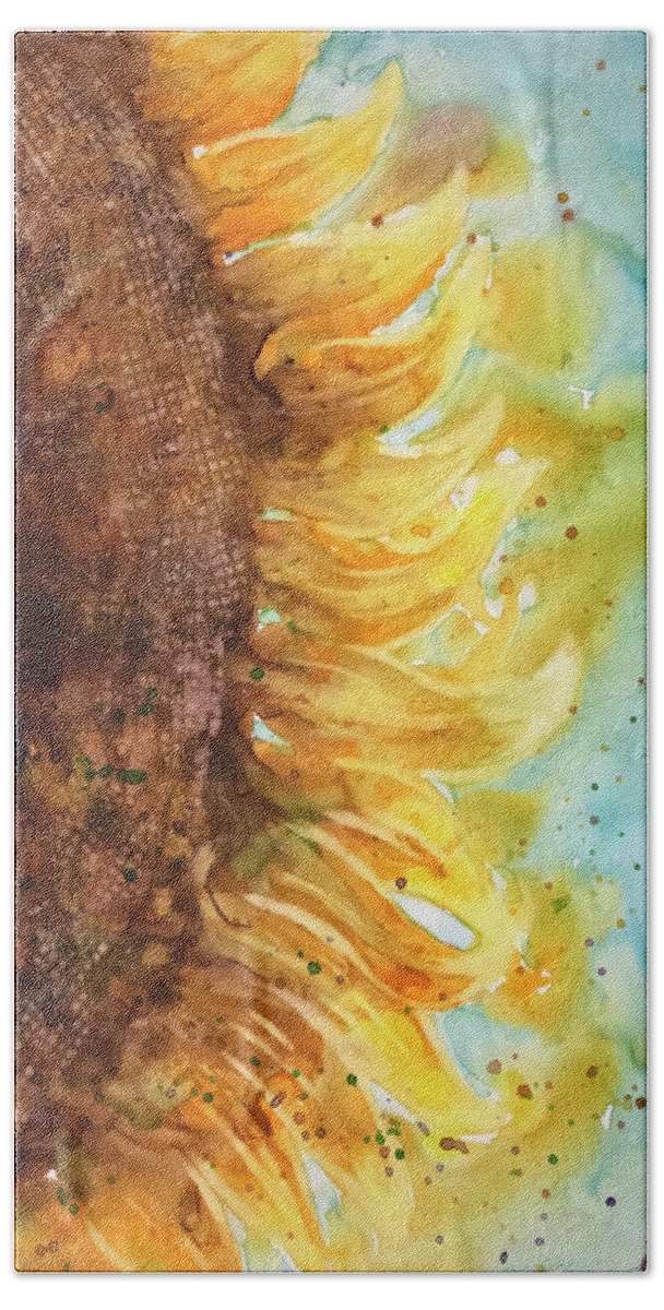 Sunflower Beach Towel featuring the painting Summer Sunflower by Rebecca Davis