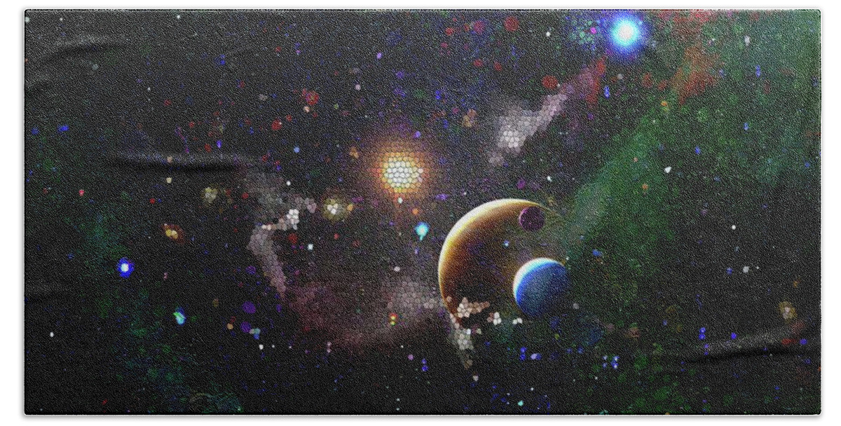 Mixed Media Beach Towel featuring the digital art Sun Watchers in Outer Space by Don White Artdreamer