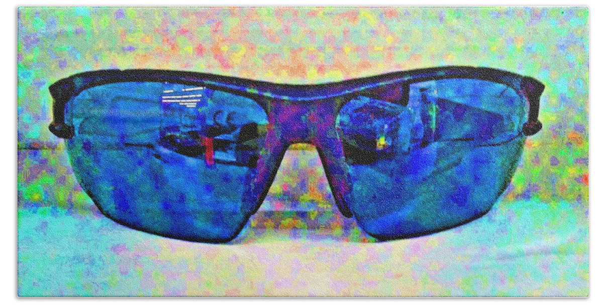 Glasses Beach Towel featuring the photograph Sunglasses Solarized by Andrew Lawrence