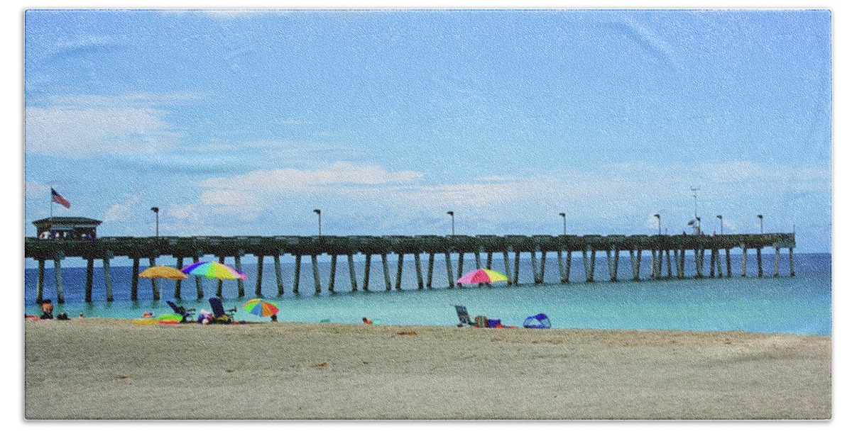 Florida Beach Towel featuring the photograph Sunny Day at the Pier by Robert Wilder Jr