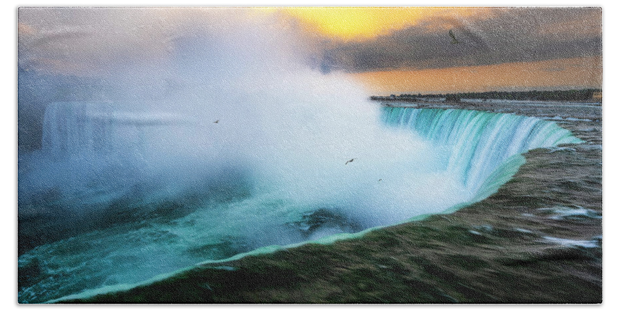 Canada Beach Towel featuring the photograph Sunrise at the Falls by Dee Potter