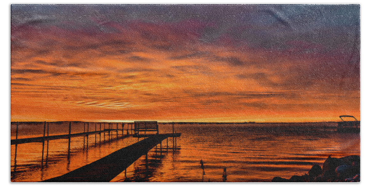 Nature Beach Towel featuring the photograph Sunrise Caught Fire by Joe Holley