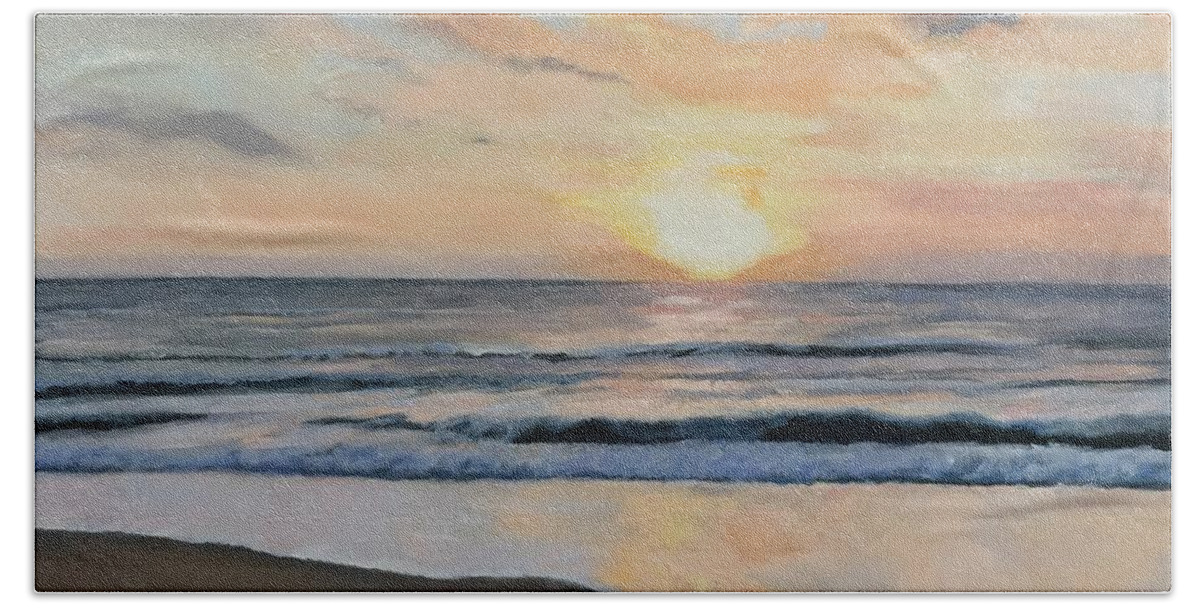 Atlantic Ocean Beach Towel featuring the painting Sunrise by Judy Rixom