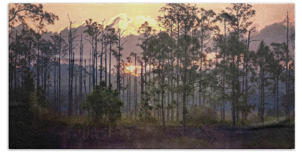 Sunrise Florida Everglades Beach Towel featuring the photograph Sunrise Over Florida Everglades by Rebecca Herranen