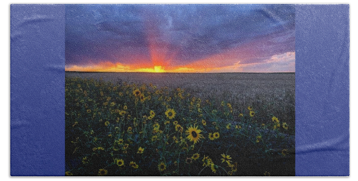 Sunset Beach Towel featuring the photograph Sunset 1 by Julie Powell