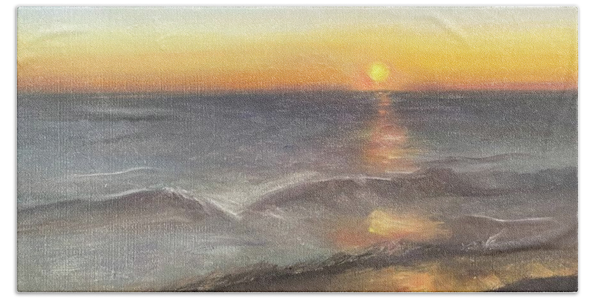 Sunset Beach Sheet featuring the painting Sunset at Clearwater Beach by Sheila Mashaw