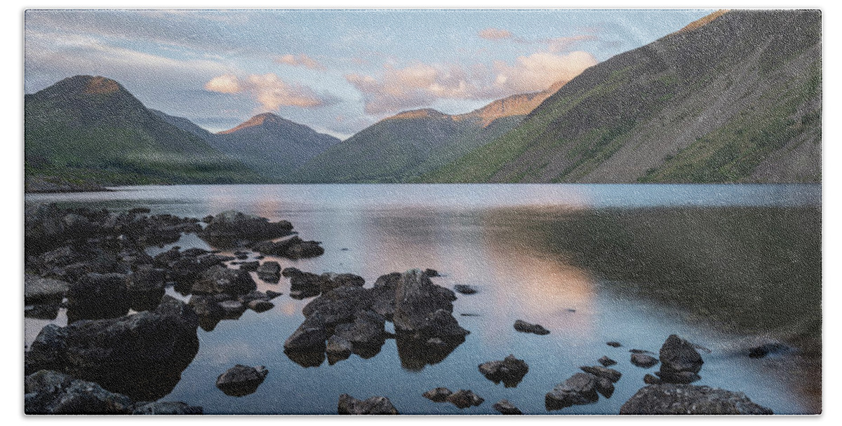 Cumbria Beach Towel featuring the photograph Sunset at Wastwater, Lake District, England, UK by Sarah Howard