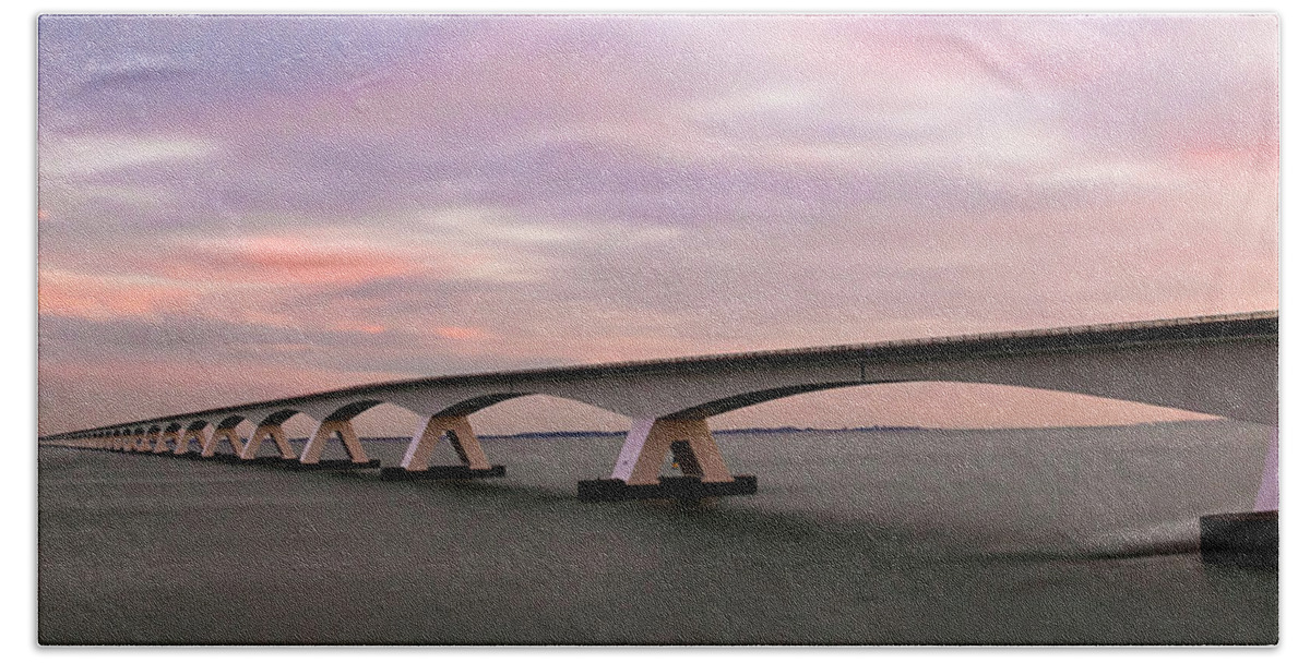 Bridge Beach Towel featuring the photograph Sunset Bridge by Marjolein Van Middelkoop